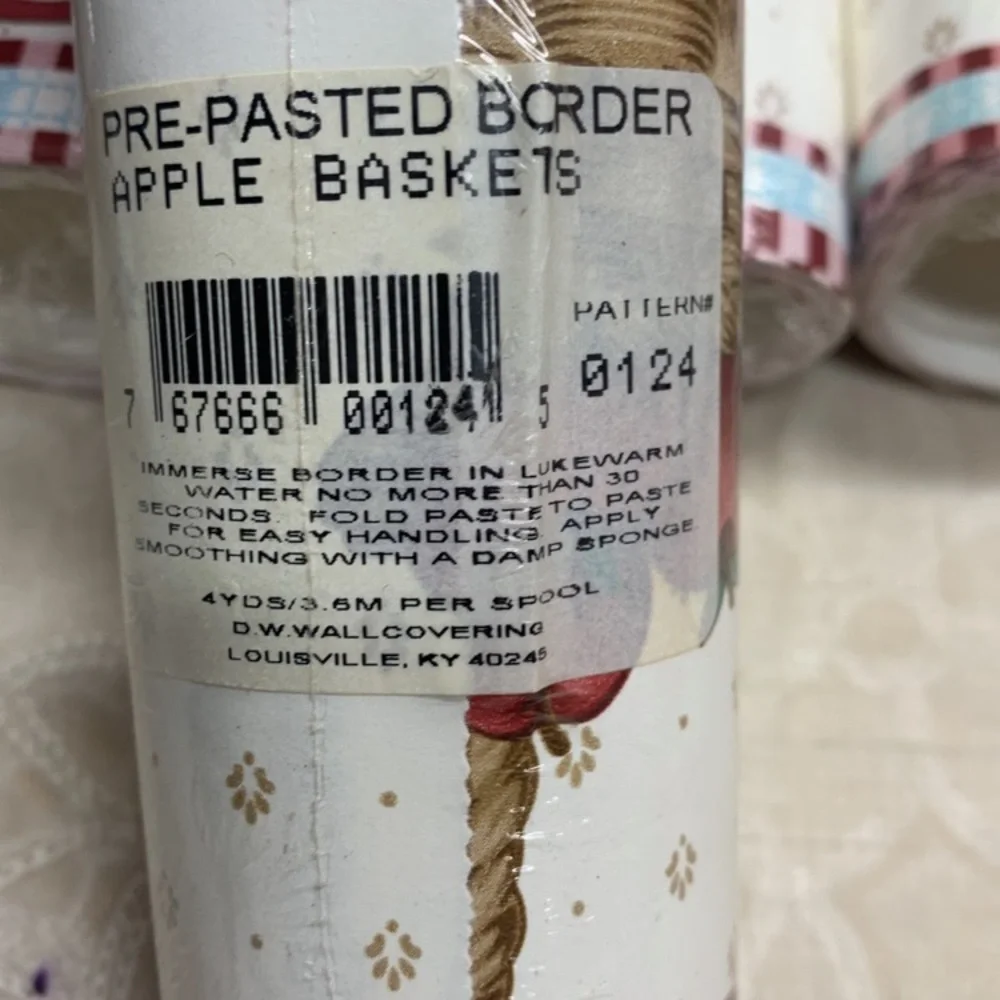 Vintage Apple Basket Wallpaper Border Pre-Pasted 6 Rolls 24 Yds Pattern 0124 USA